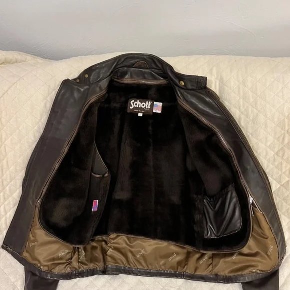 Schott NYC Leather Moto Jacket Made In U.S.A. with Vest $975 MSRP - Picture 3 of 10